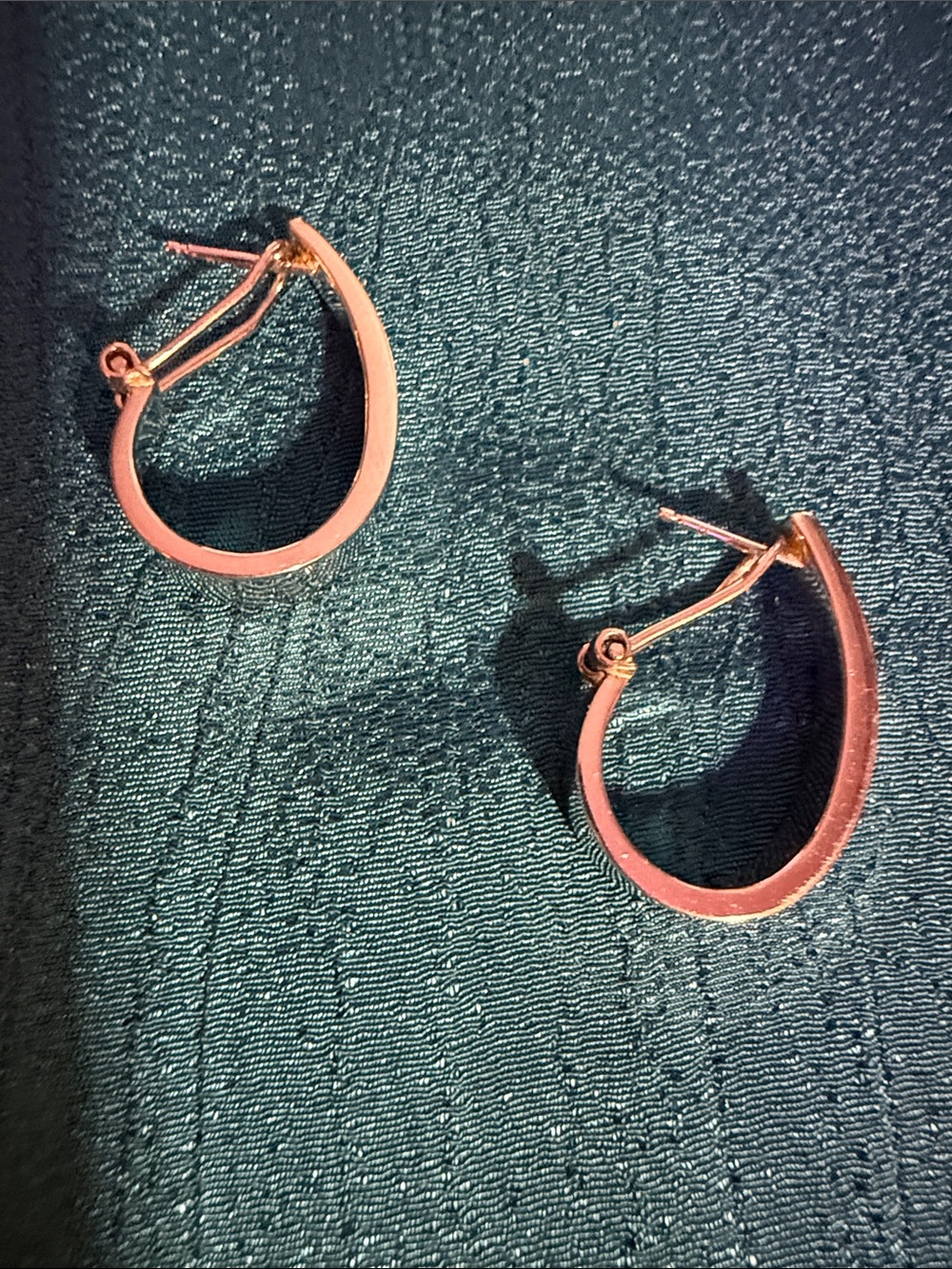 14 K White Gold Teardrop Hoop Earrings - Gold